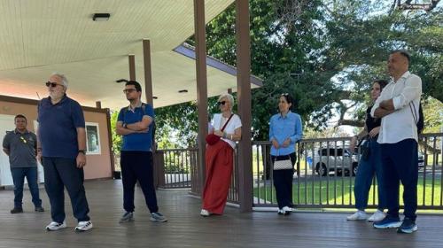 Docenti del DAD con la Ministra della Cultura e i funzionari dell’Ambasciata d’Italia in visita al forte di San Lorenzo