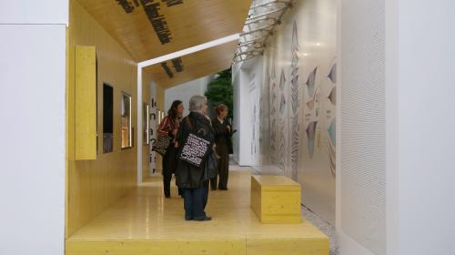 Visitors inside the installation