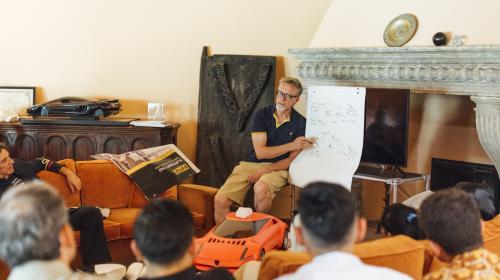 A design lab surrounded by Gandini's projects
