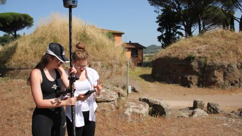 Field data acquisition in progress at the Etruscan necropolis