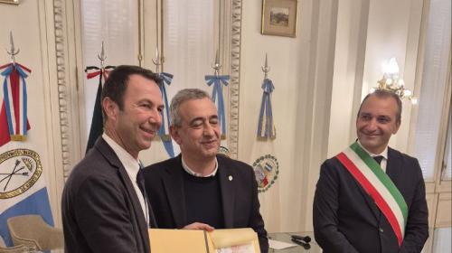 Il Rettore Corgnati e il Sindaco Lo Russo con il Sindaco di Rosario Pablo Javkin