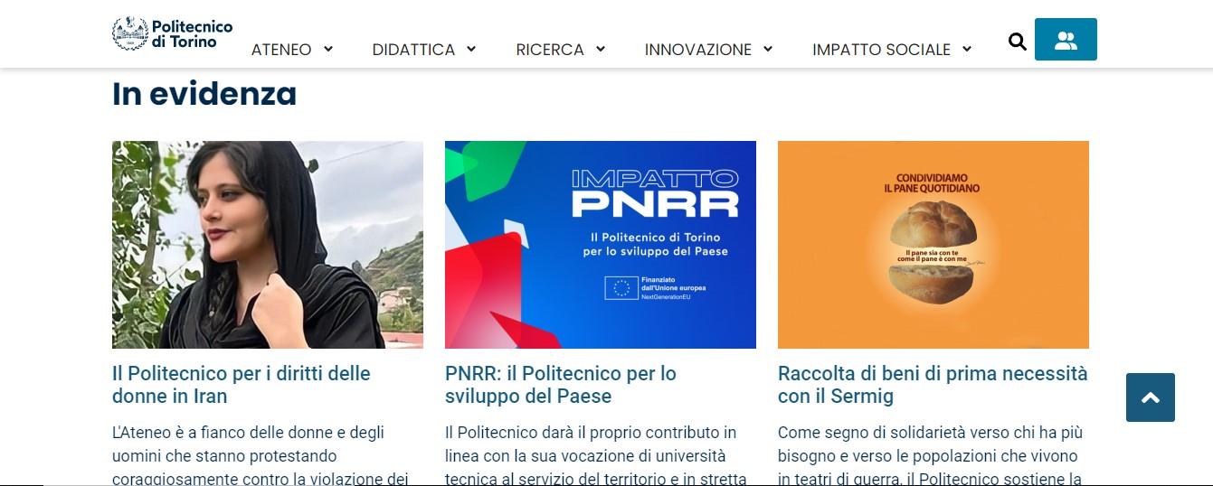 Sezione sito Polito in evidenza