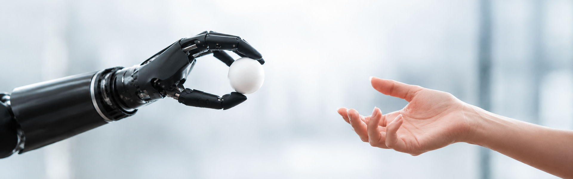 Mano robotica e mano umana condividono oggetto